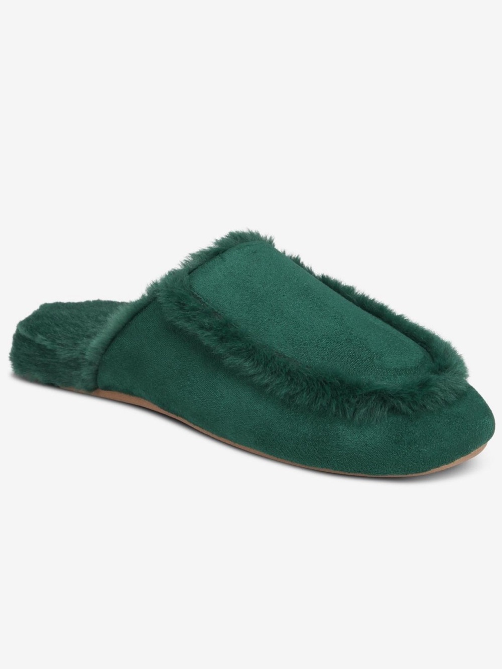 Charter Club Women's Faux Shearling Slide Slippers | True Emerald | Size 5-6